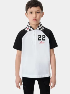 AMIRI Shirts<KIDS' MA CHECKERED 22 POLO White Black