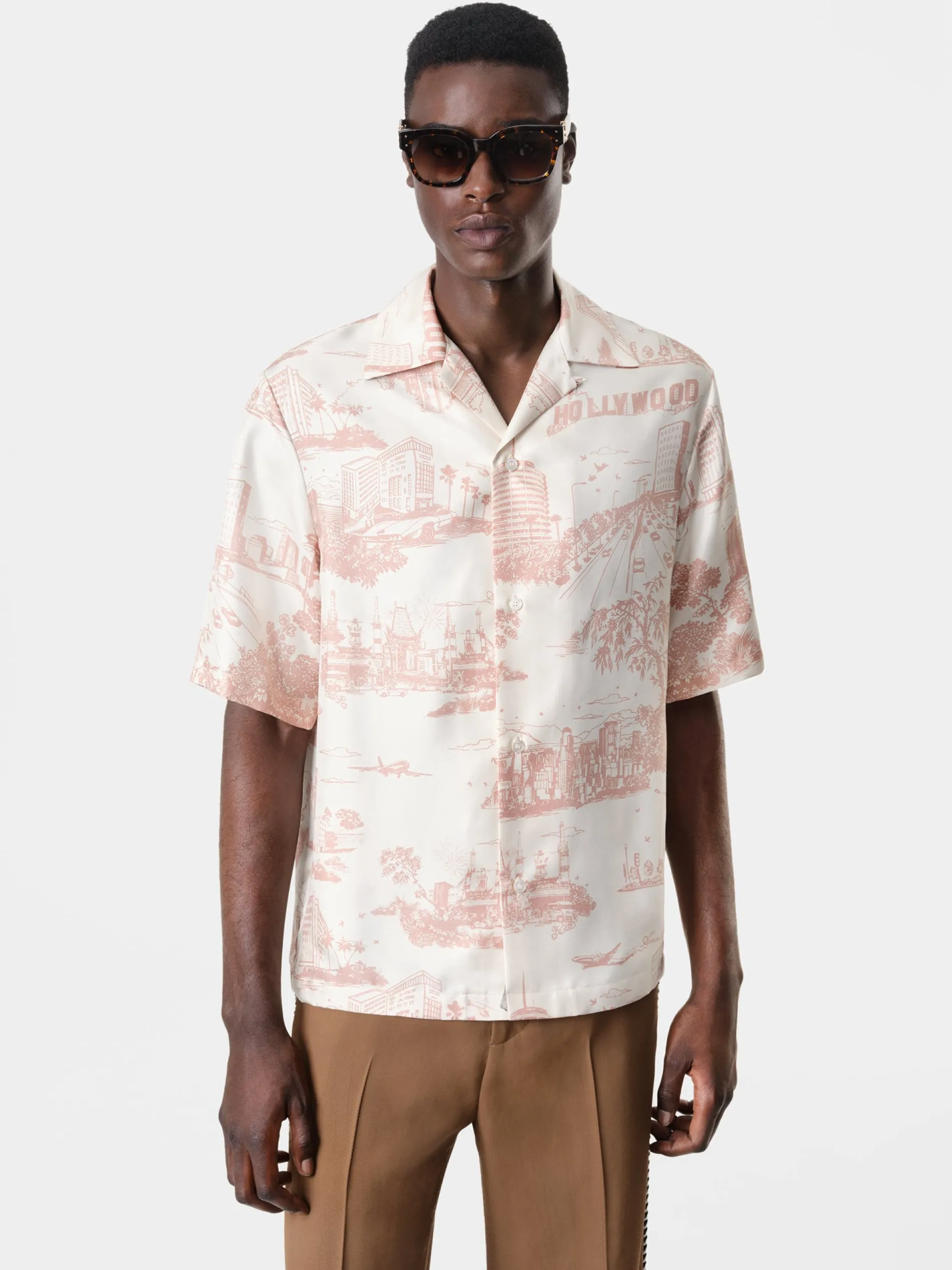 AMIRI Shirts<LA LANDMARK BOWLING SHIRT Alabaster