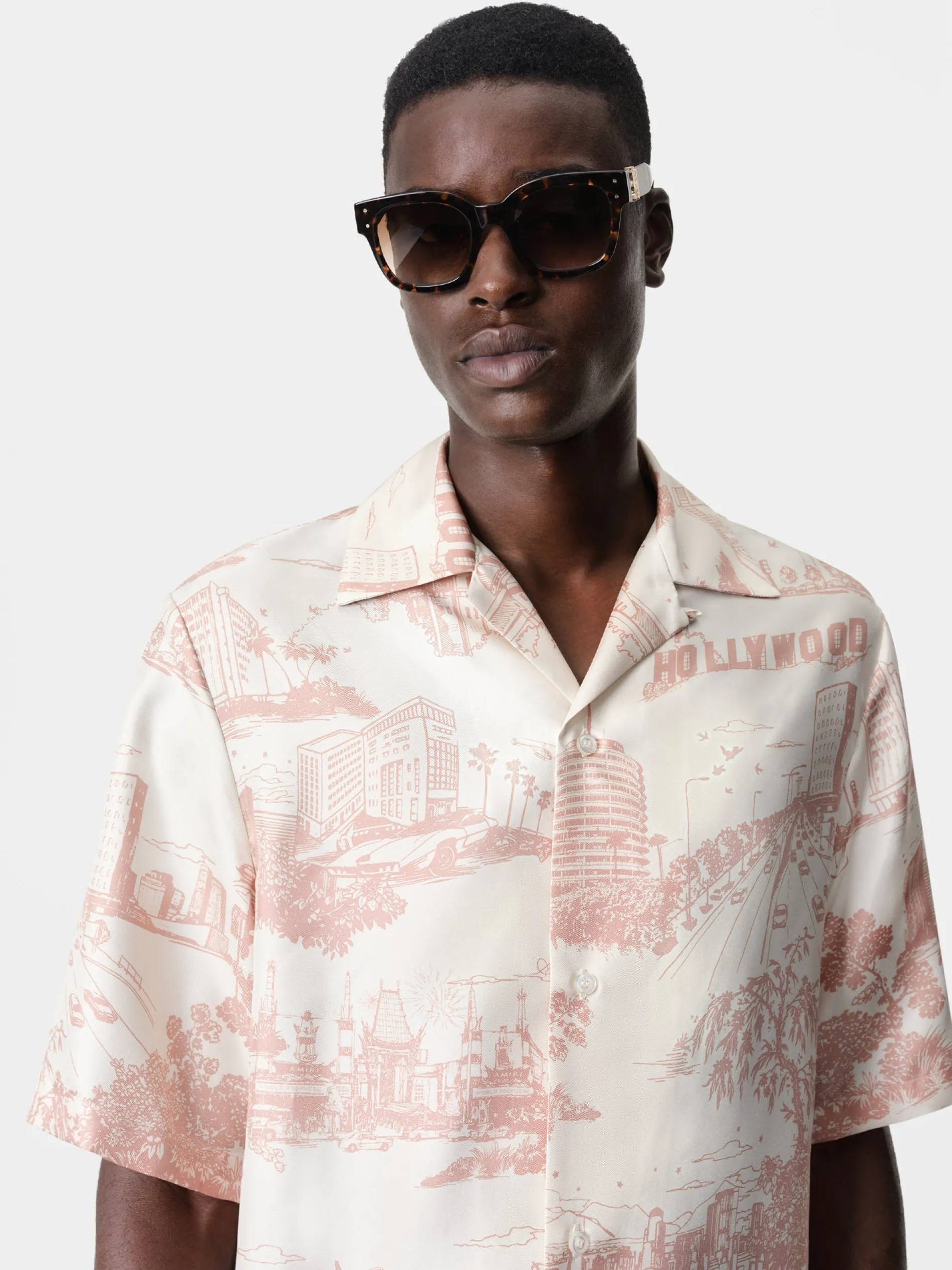 AMIRI Shirts<LA LANDMARK BOWLING SHIRT Alabaster