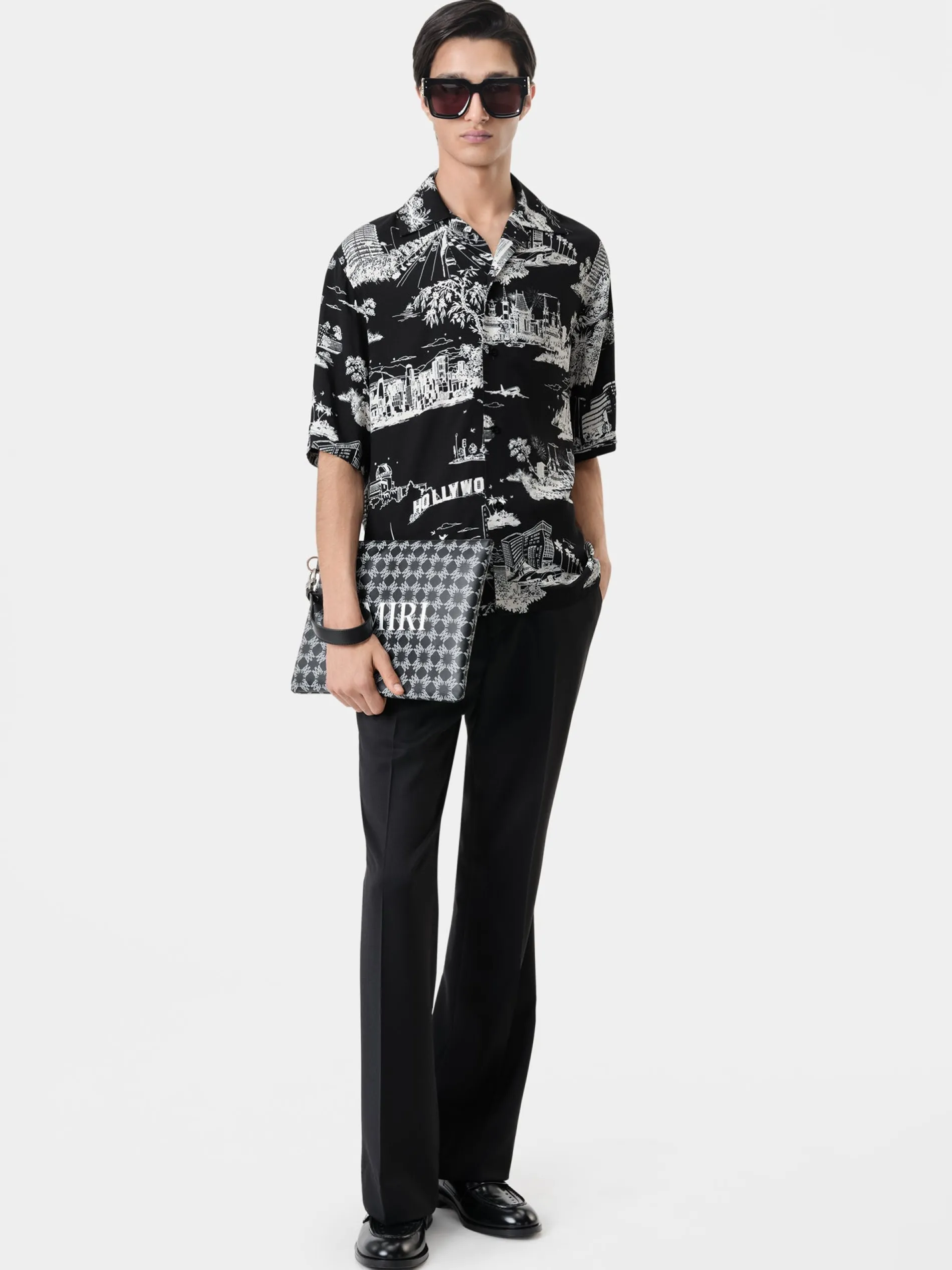 AMIRI Shirts<LA LANDMARK CAMP SHIRT BLACK