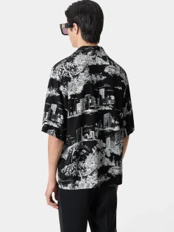 AMIRI Shirts<LA LANDMARK CAMP SHIRT BLACK