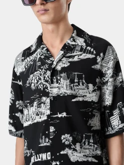 AMIRI Shirts<LA LANDMARK CAMP SHIRT BLACK