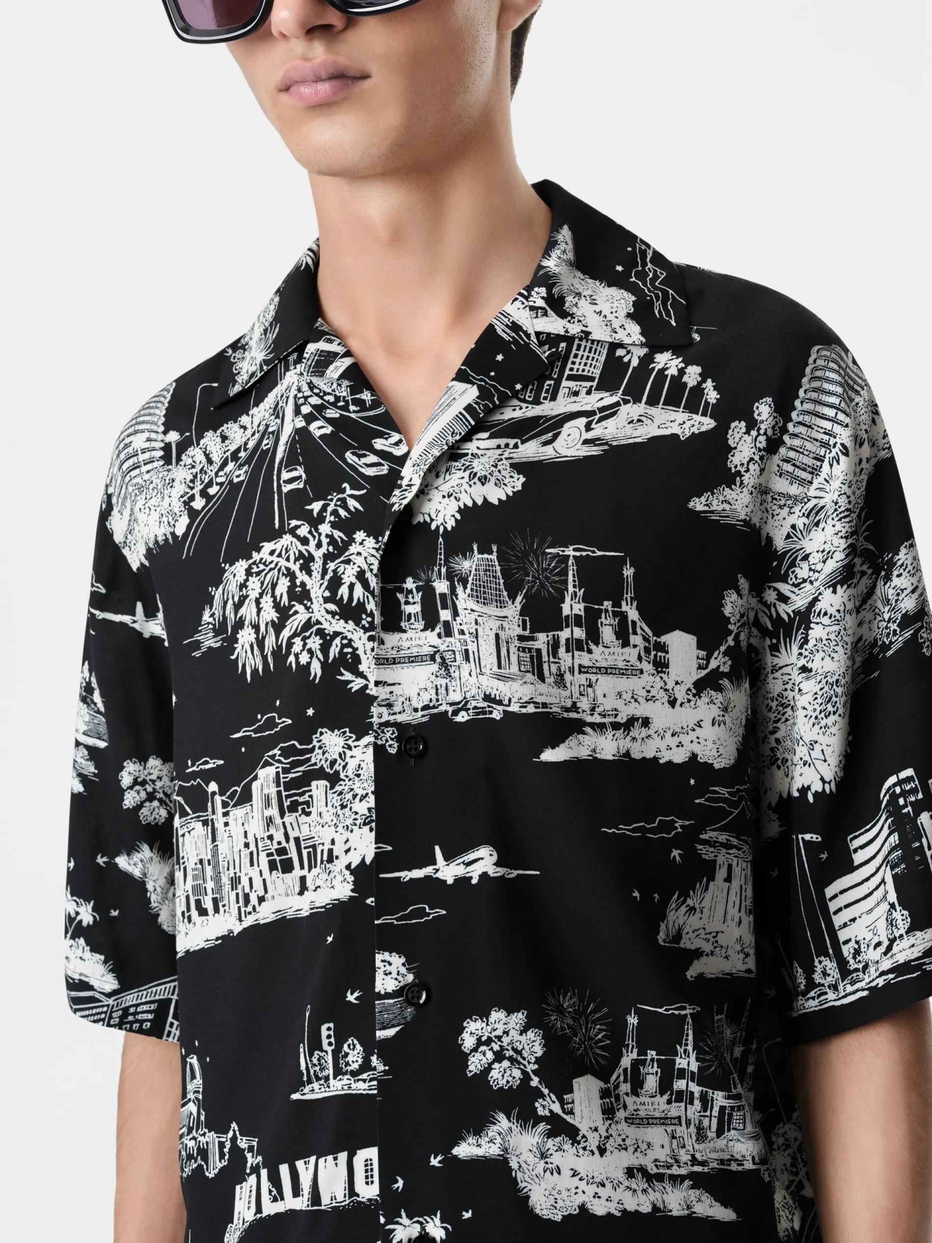 AMIRI Shirts<LA LANDMARK CAMP SHIRT BLACK
