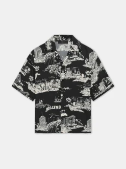 AMIRI Shirts<LA LANDMARK CAMP SHIRT BLACK