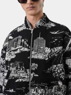 AMIRI Outerwear<LA LANDMARK TAPESTRY BOMBER BLACK