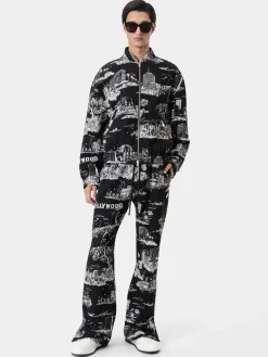 AMIRI Pants<LA LANDMARK TAPESTRY FLARE BLACK