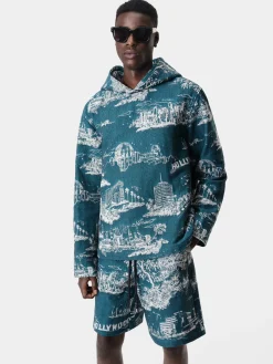 AMIRI Sweatshirts<LA LANDMARK TAPESTRY HOODIE Deep Teal