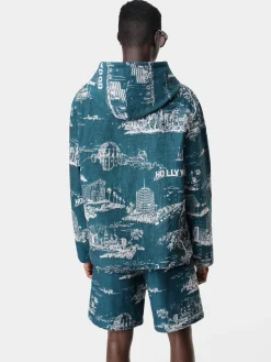 AMIRI Sweatshirts<LA LANDMARK TAPESTRY HOODIE Deep Teal
