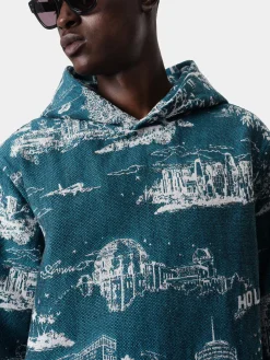 AMIRI Sweatshirts<LA LANDMARK TAPESTRY HOODIE Deep Teal
