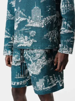 AMIRI Shorts & Sweatpants<LA LANDMARK TAPESTRY SHORT Deep Teal