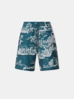 AMIRI Shorts & Sweatpants<LA LANDMARK TAPESTRY SHORT Deep Teal