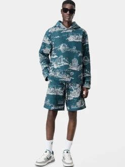 AMIRI Shorts & Sweatpants<LA LANDMARK TAPESTRY SHORT Deep Teal