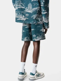 AMIRI Shorts & Sweatpants<LA LANDMARK TAPESTRY SHORT Deep Teal