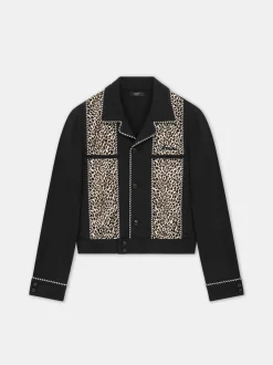 AMIRI Outerwear<LEOPARD CADET JACKET BLACK