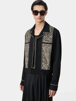 AMIRI Outerwear<LEOPARD CADET JACKET BLACK