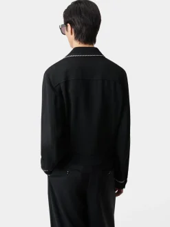 AMIRI Outerwear<LEOPARD CADET JACKET BLACK