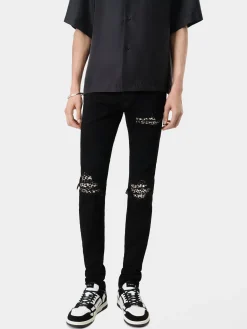 AMIRI Denim<LEOPARD MX1 JEAN BLACK OD
