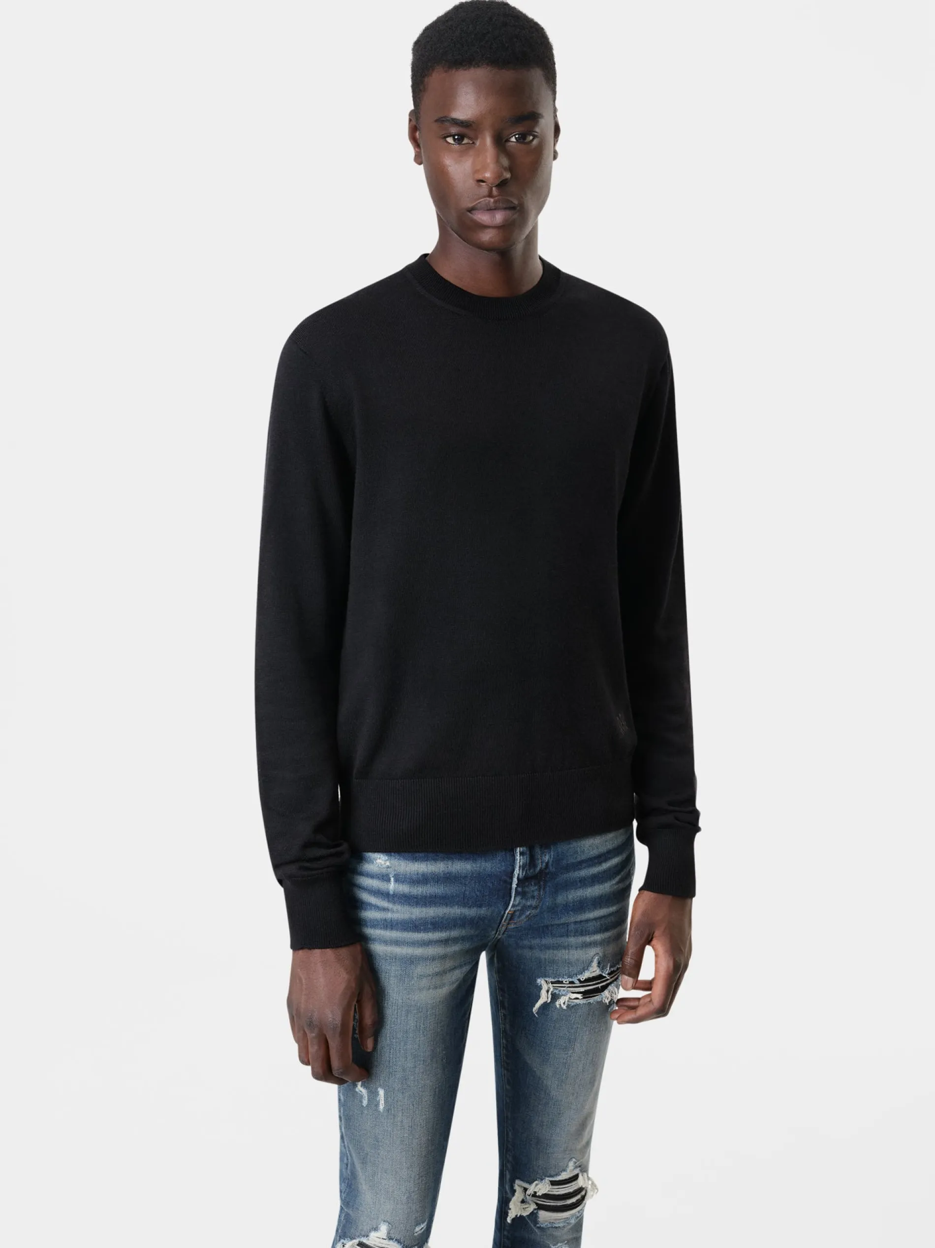 AMIRI Knitwear<LONG SLEEVE CREW- BLACK