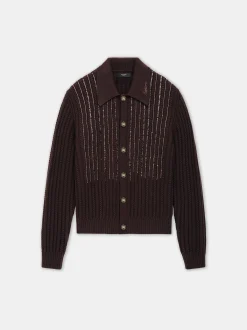 AMIRI Knitwear<LONG SLEEVE POLO DARK BROWN