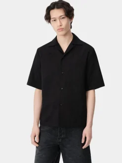 AMIRI Shirts<MA BANDANA LINEN CAMP SHIRT BLACK