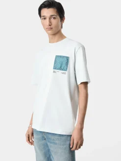 AMIRI Tees<MA BANDANA SILK APPLIQUE TEE ICE