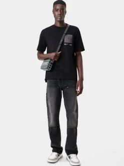 AMIRI Tees<MA BANDANA SILK APPLIQUE TEE BLACK