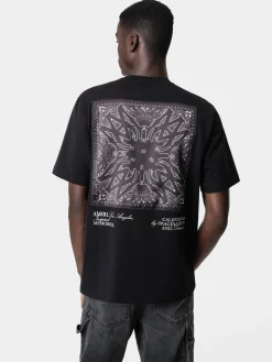 AMIRI Tees<MA BANDANA SILK APPLIQUE TEE BLACK