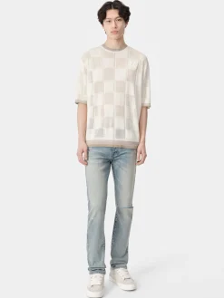 AMIRI Knitwear<MA CHECKERED TEE BIRCH