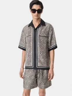 AMIRI Shirts<MA LEOPARD BOWLING SHIRT Black Birch