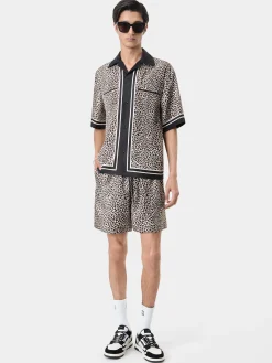 AMIRI Shirts<MA LEOPARD BOWLING SHIRT Black Birch