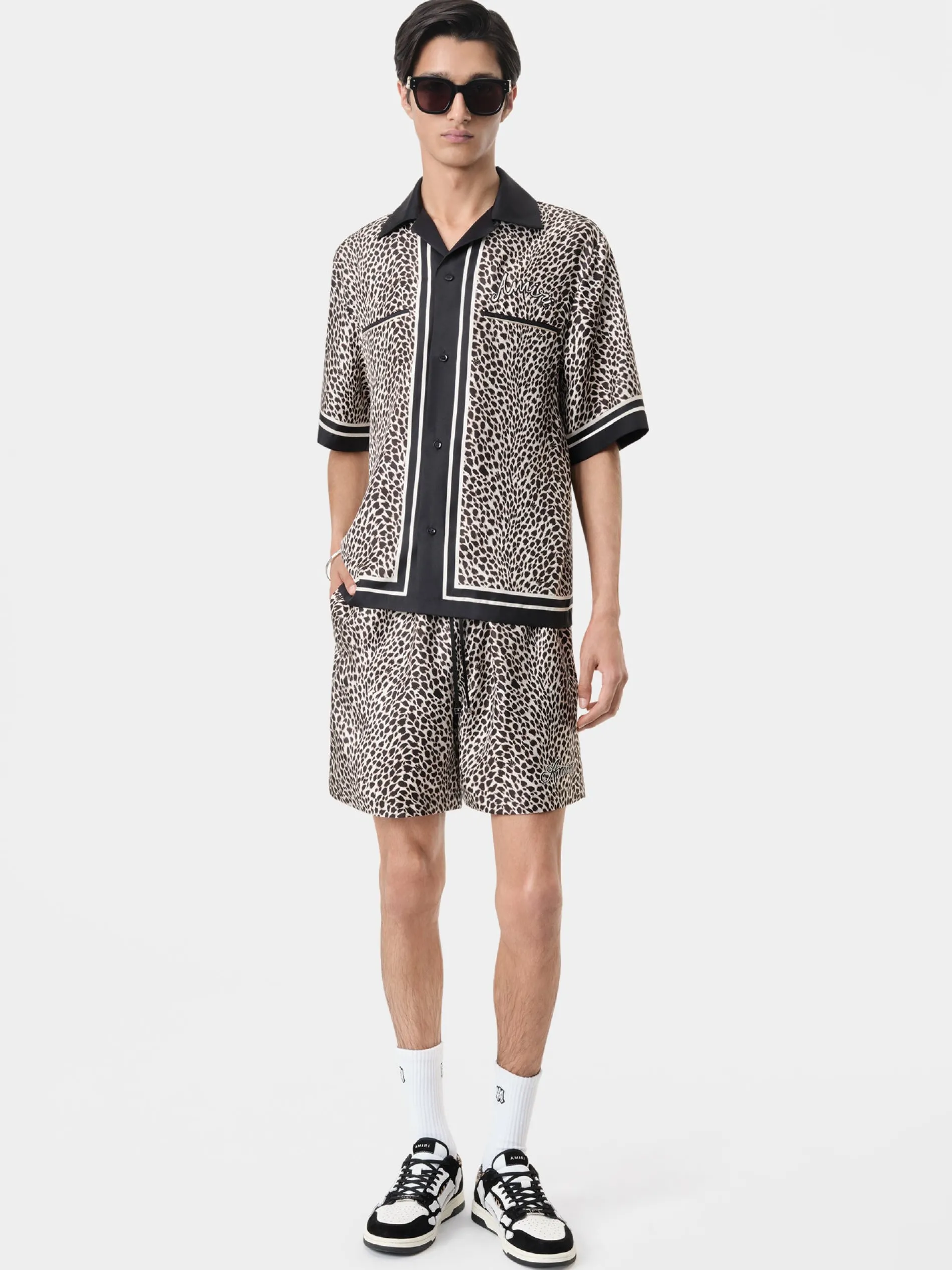 AMIRI Shirts<MA LEOPARD BOWLING SHIRT Black Birch