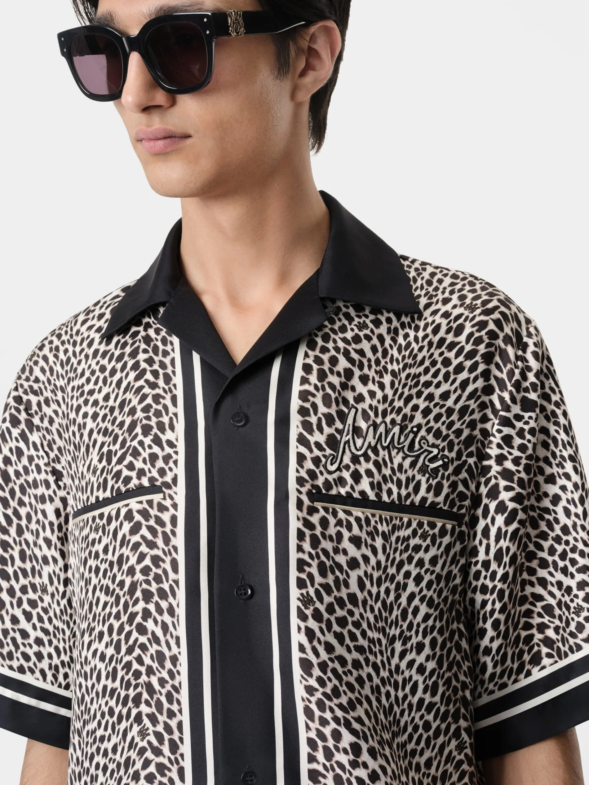 AMIRI Shirts<MA LEOPARD BOWLING SHIRT Black Birch