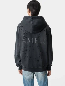 AMIRI Sweatshirts<MA LOGO SHOTGUN ZIP HOODIE FADED BLACK