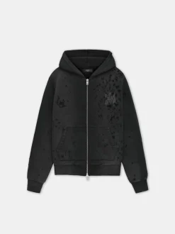 AMIRI Sweatshirts<MA LOGO SHOTGUN ZIP HOODIE FADED BLACK