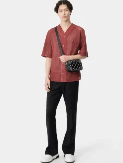 AMIRI Shirts<MA PERFORATED BASEBALL SHIRT Sun Dried Tomato