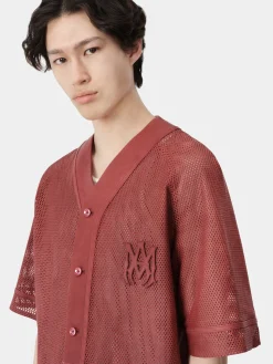 AMIRI Shirts<MA PERFORATED BASEBALL SHIRT Sun Dried Tomato