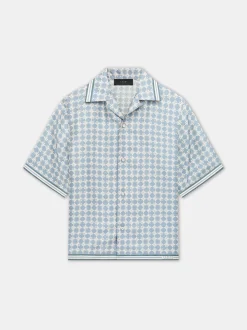 AMIRI Shirts<MA QUAD BOWLING SHIRT DUSTY BLUE