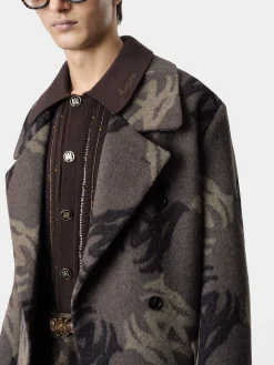 AMIRI Outerwear<MA QUAD BRUSHED DOUBLE-BREASTED OVERCOAT DARK BROWN