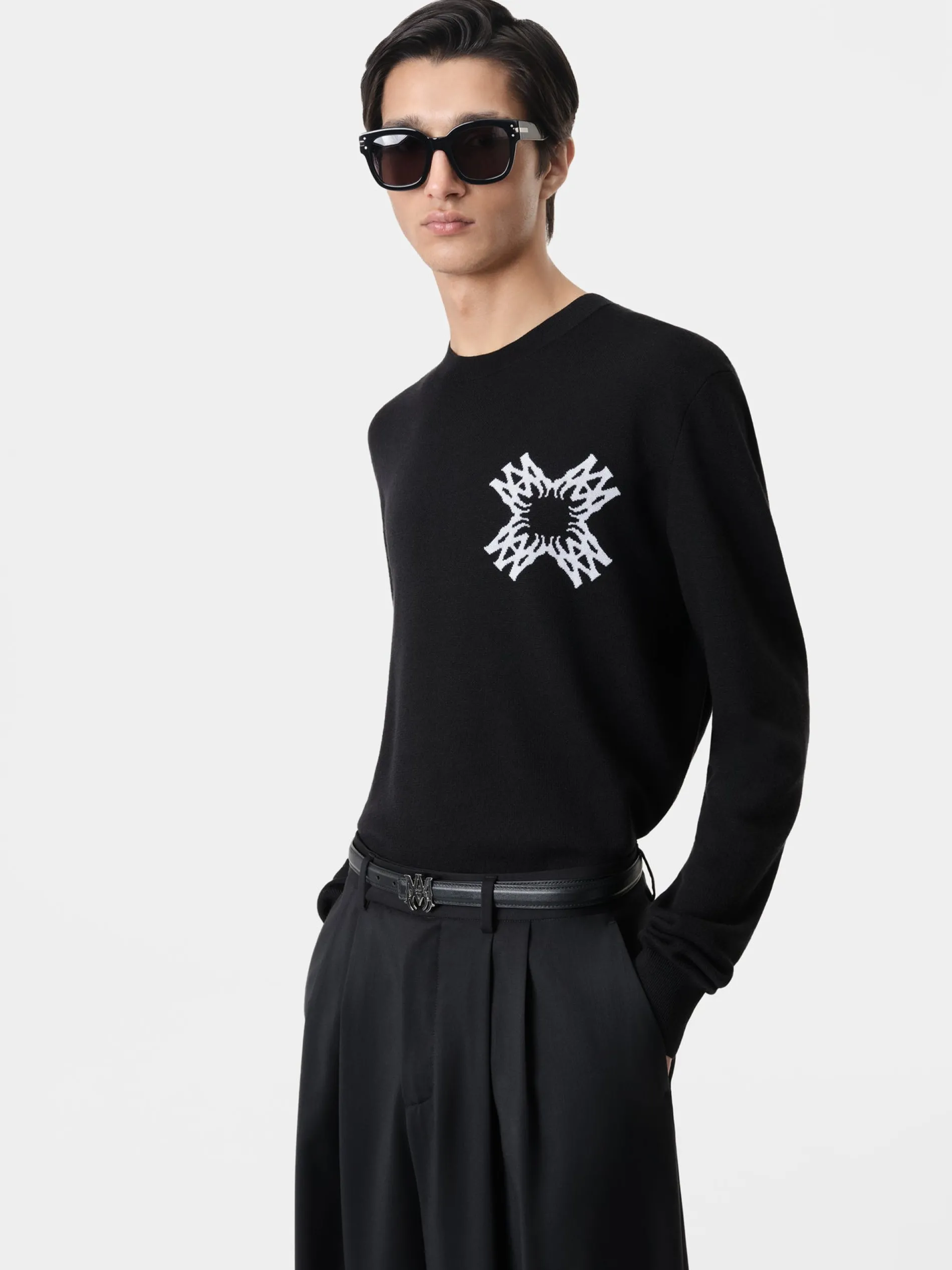 AMIRI Knitwear<MA QUAD CREWNECK BLACK