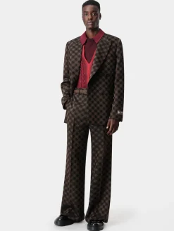 AMIRI Outerwear<MA QUAD DOUBLE-BREASTED BLAZER DARK BROWN