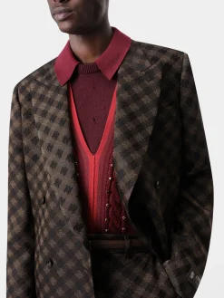 AMIRI Outerwear<MA QUAD DOUBLE-BREASTED BLAZER DARK BROWN