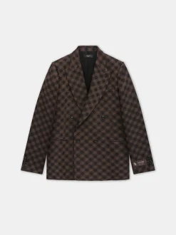 AMIRI Outerwear<MA QUAD DOUBLE-BREASTED BLAZER DARK BROWN