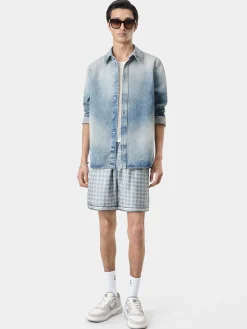 AMIRI Shirts|Denim<MA QUAD INTERIOR LONG SLEEVE SHIRT Antique Indigo