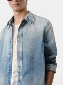 AMIRI Shirts|Denim<MA QUAD INTERIOR LONG SLEEVE SHIRT Antique Indigo