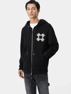 AMIRI Sweatshirts<MA QUAD ZIP UP HOODIE BLACK