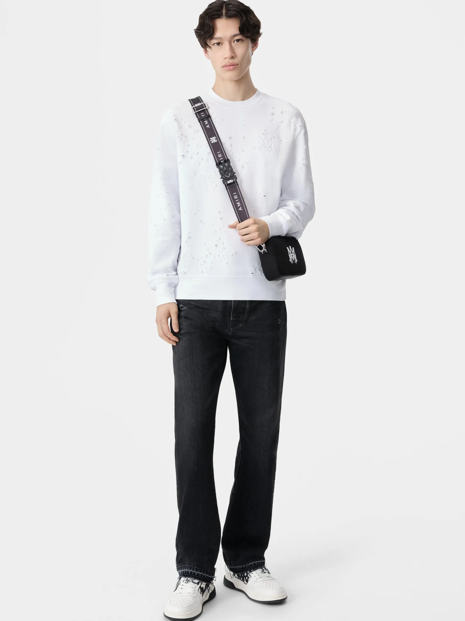 AMIRI Sweatshirts<MA SHOTGUN EMBROIDERED CREW White