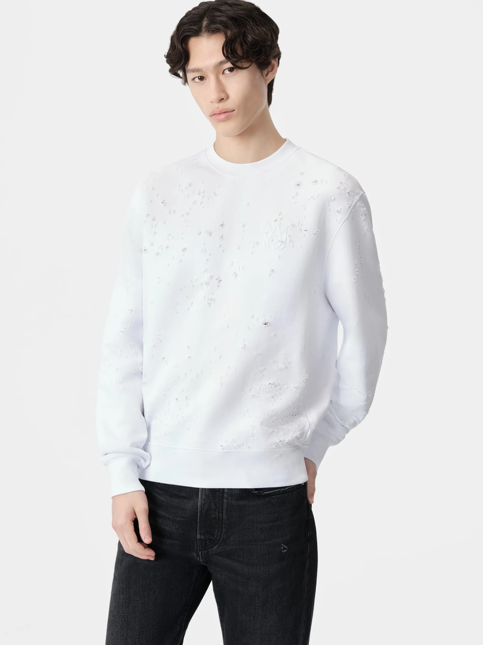 AMIRI Sweatshirts<MA SHOTGUN EMBROIDERED CREW White