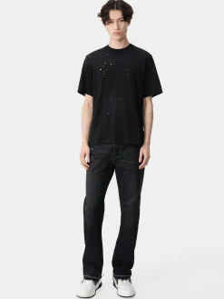 AMIRI Tees<MA SHOTGUN EMBROIDERED TEE BLACK