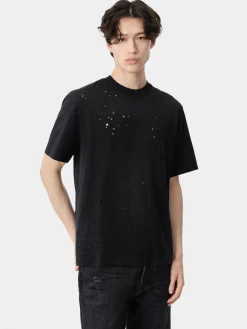 AMIRI Tees<MA SHOTGUN EMBROIDERED TEE BLACK