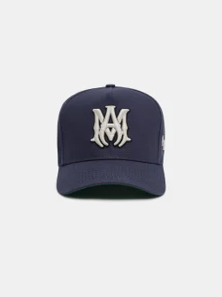 AMIRI Hats|Hats<MA STAGGERED FULL CANVAS HAT Navy Off White